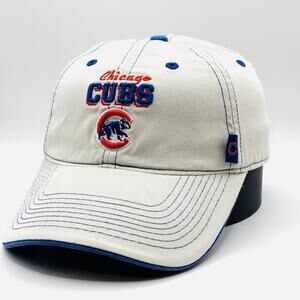 Chicago Cubs Drew Pearson Strapback Hat Tan Blue Contrast Stitch MLB Baseball